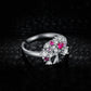 Tree Of Life Ruby Silver Adjustable Ring