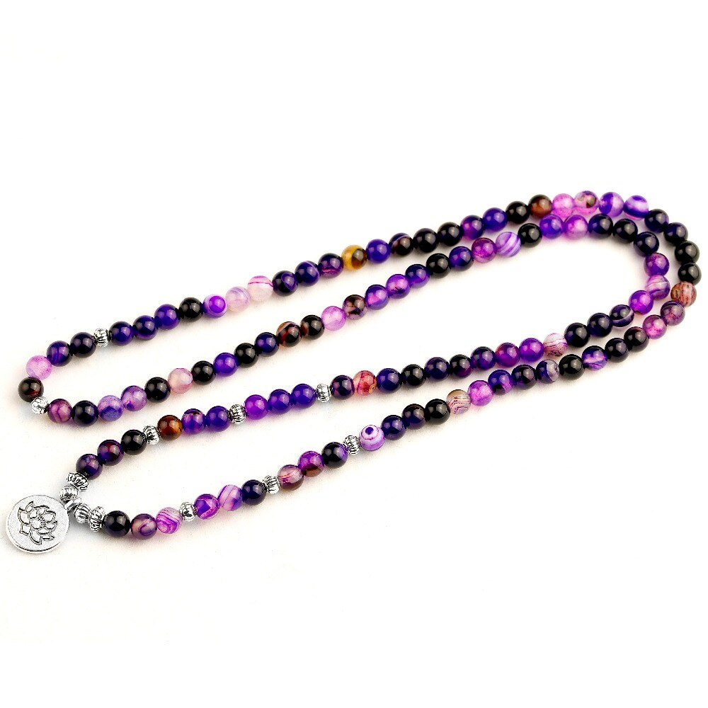 Purple Agate 108 Mala Bracelet