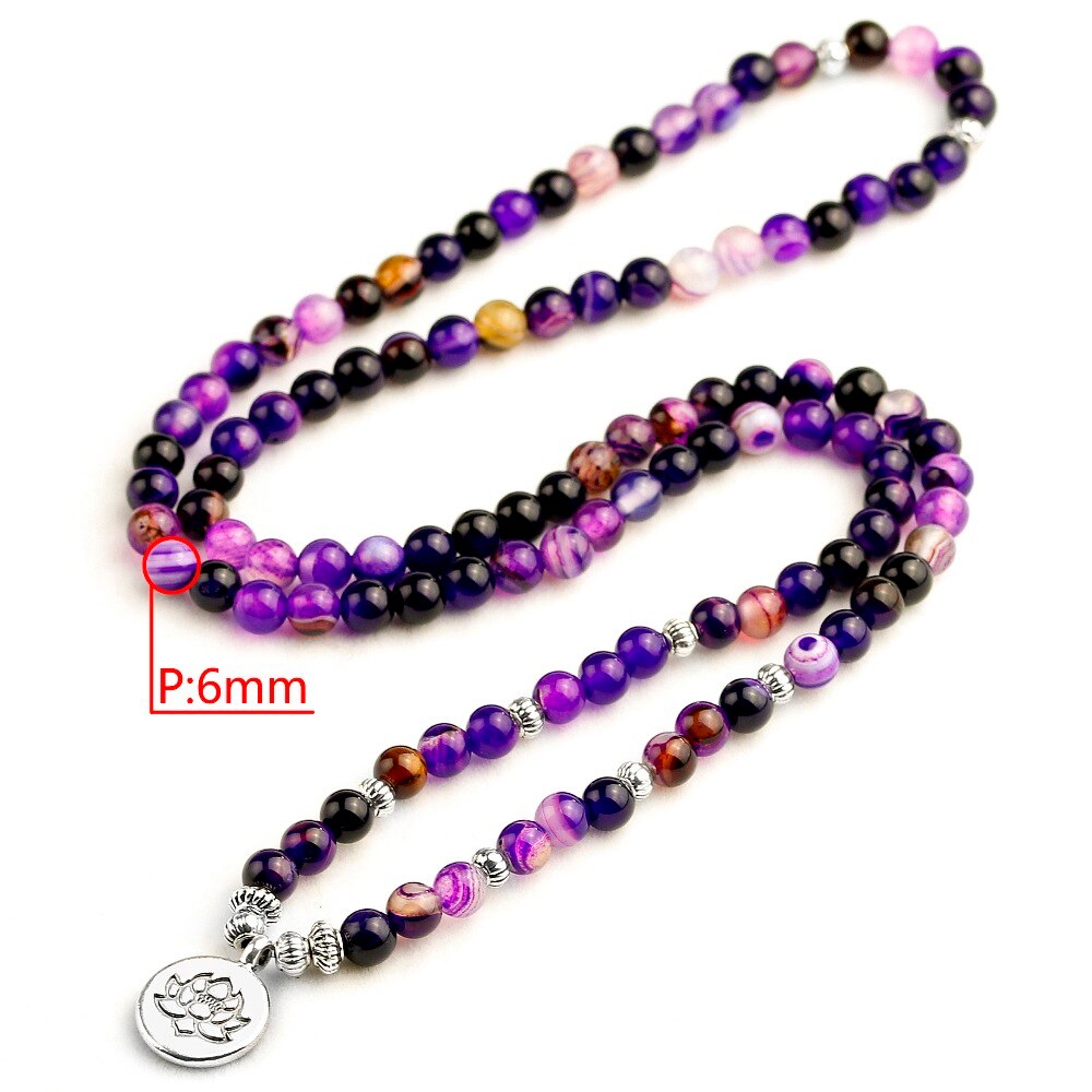Purple Agate 108 Mala Bracelet