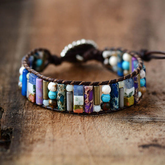 Natural Mixed Stone Tube Bracelet