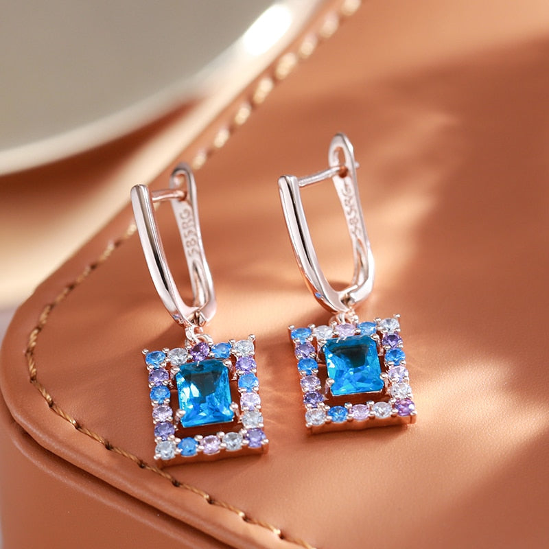 Chic Aquamarine 14K Rose Gold Earrings