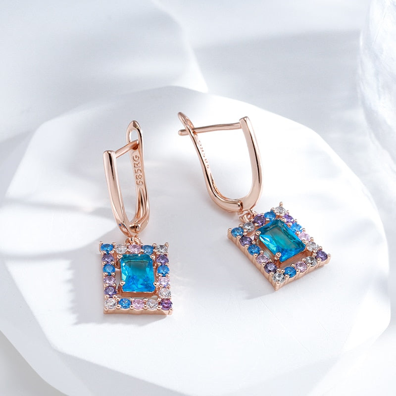Chic Aquamarine 14K Rose Gold Earrings