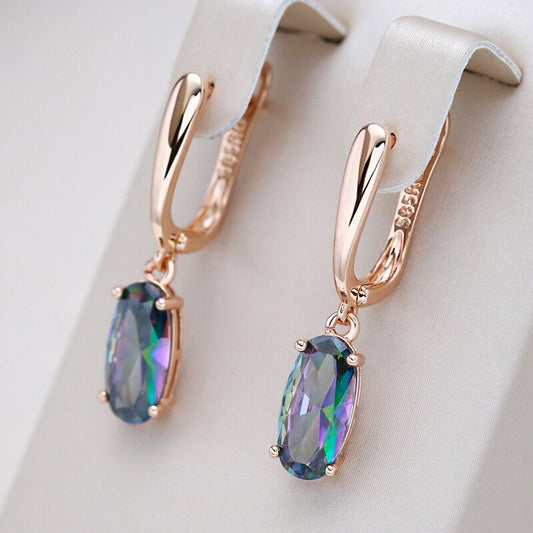 Luxury Topaz 14K Rose Gold Drop Earrings
