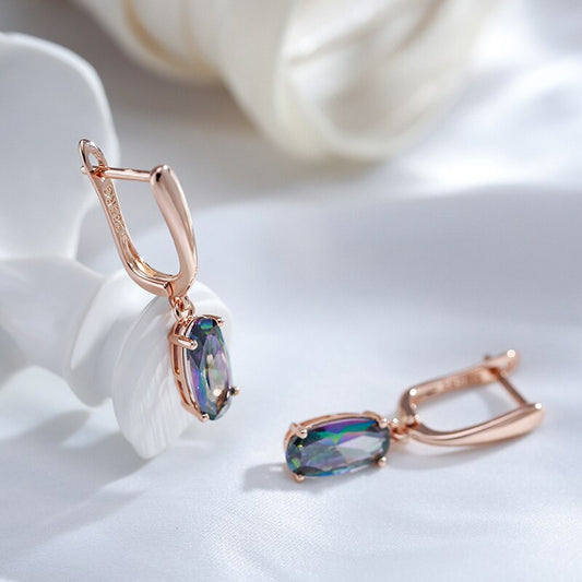 Luxury Topaz 14K Rose Gold Drop Earrings