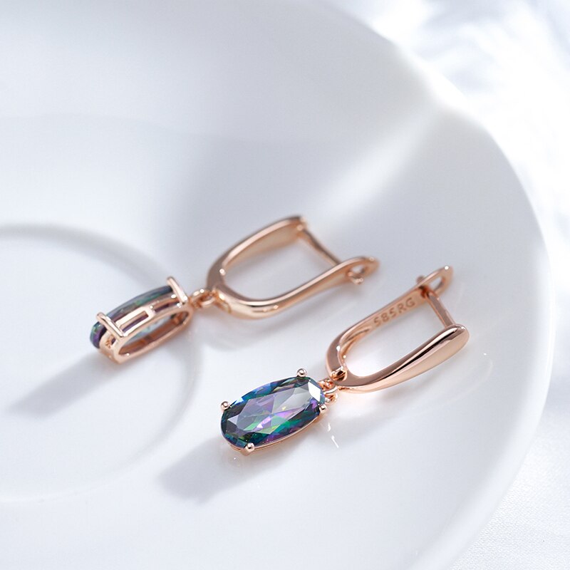 Luxury Topaz 14K Rose Gold Drop Earrings