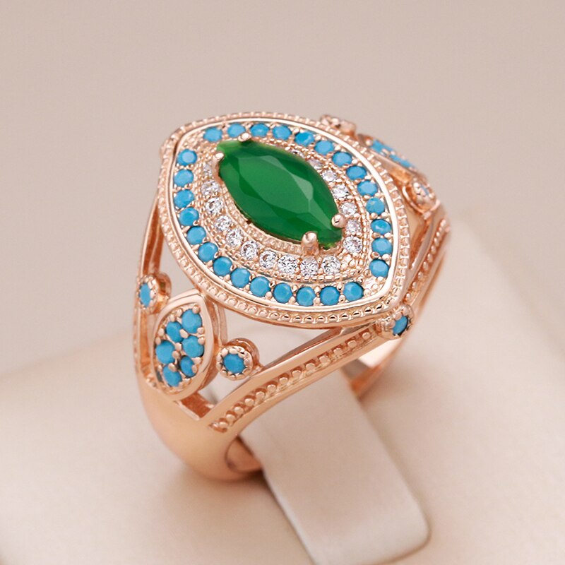 Vintage Smaragd Türkis 14K Roségold Ring