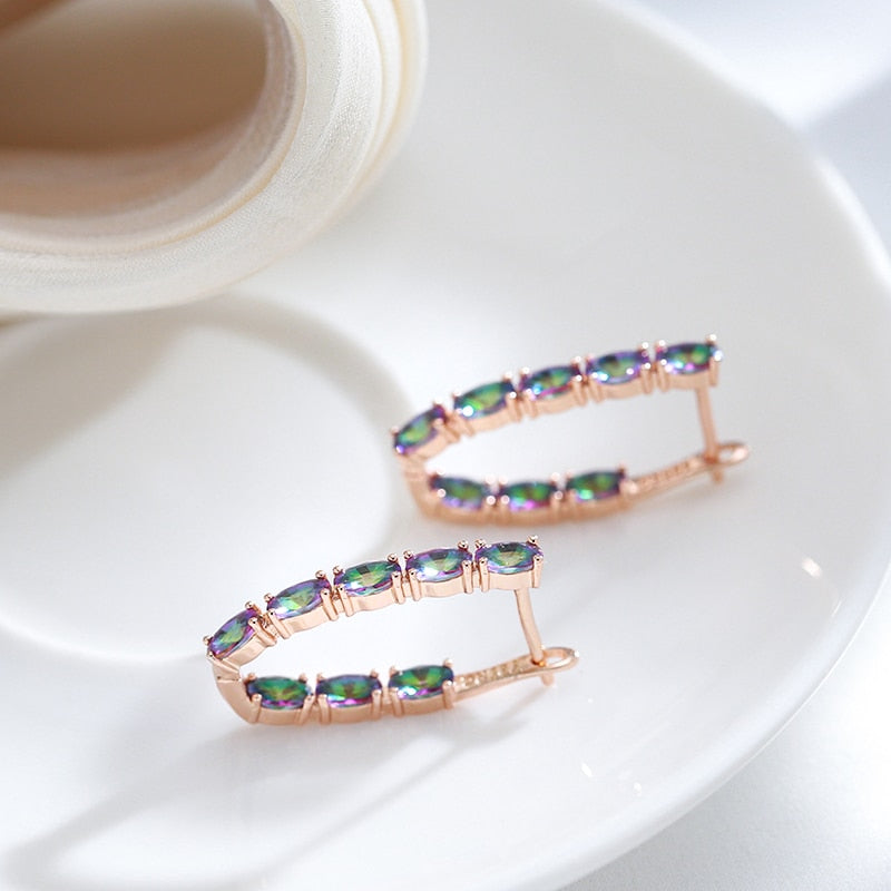 Stylish Topaz 14K Rose Gold Drop Earrings