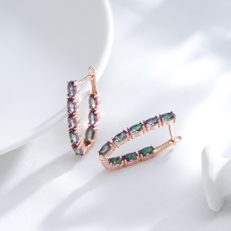 Stylish Topaz 14K Rose Gold Drop Earrings