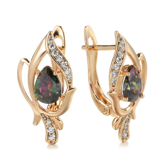 Vintage Blumentopas 14K Roségold Ohrringe