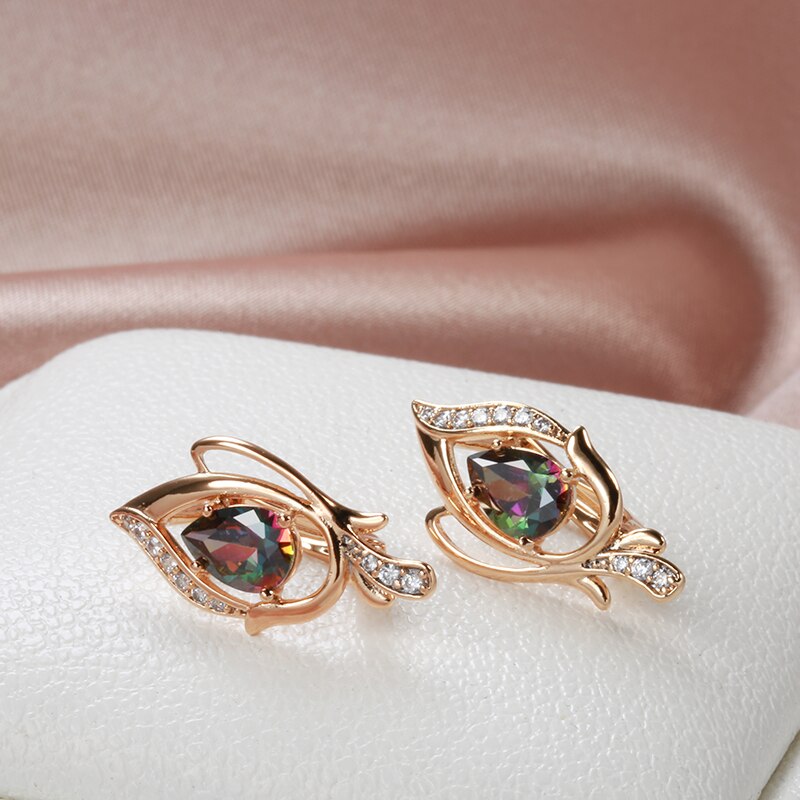 Vintage Blumentopas 14K Roségold Ohrringe