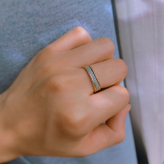 Chic Turquoise 585 Rose Gold Ring