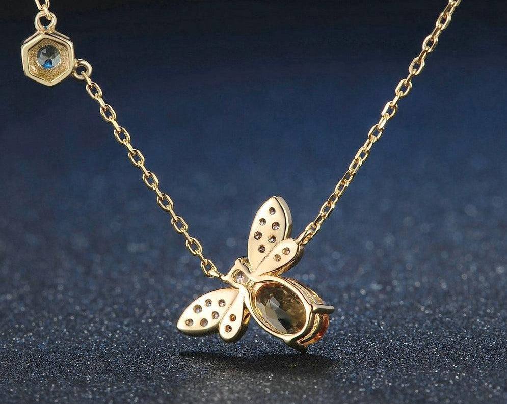 Spiritual Bee Citrine Gold Plated Necklace