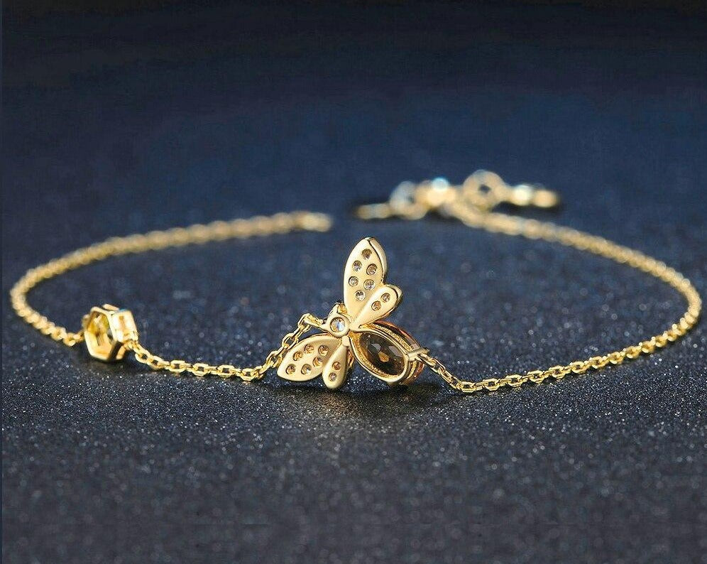 Spiritual Bee Citrine Gold Plated Bracelet