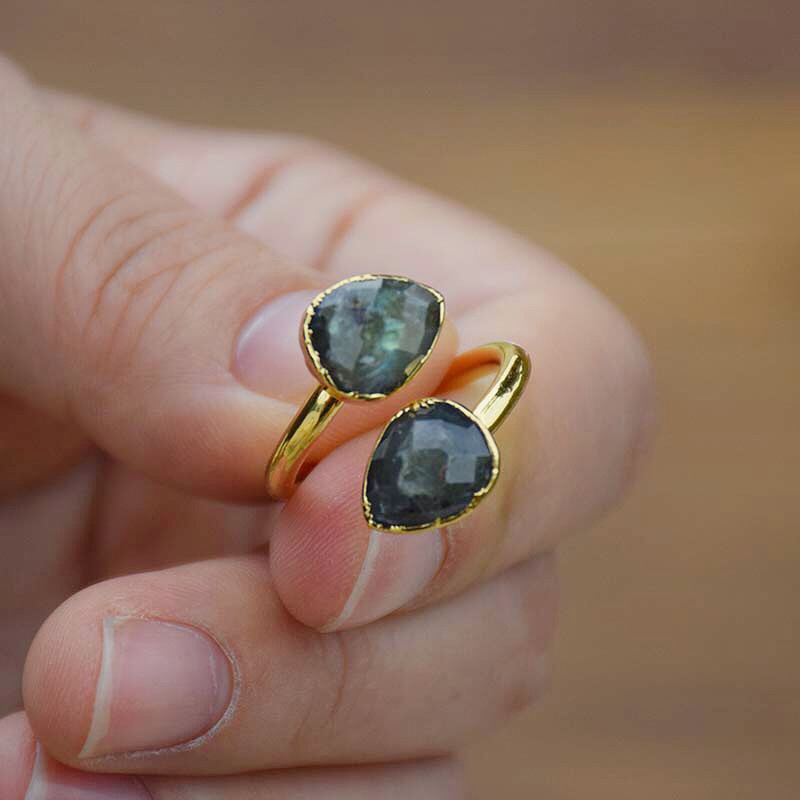 Gold Labradorite Ring