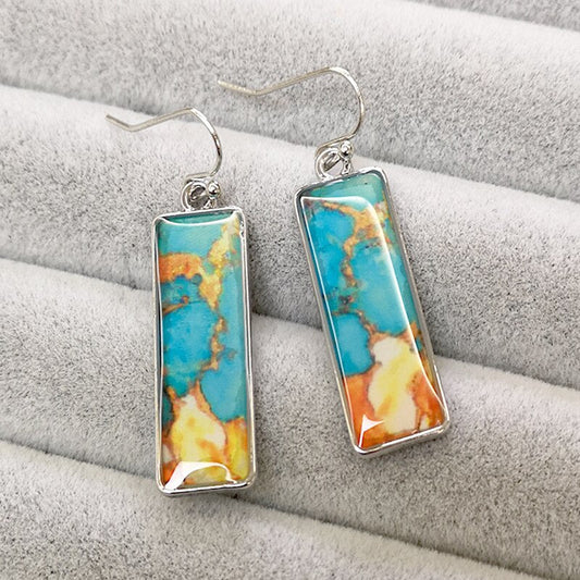 Vintage Colorful Jasper Earrings