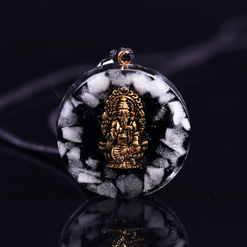 Luminous Ganesha Obsidian Necklace