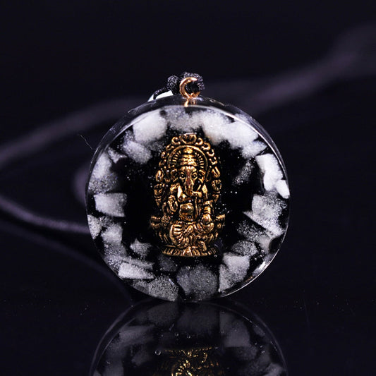 Luminous Ganesha Obsidian Necklace