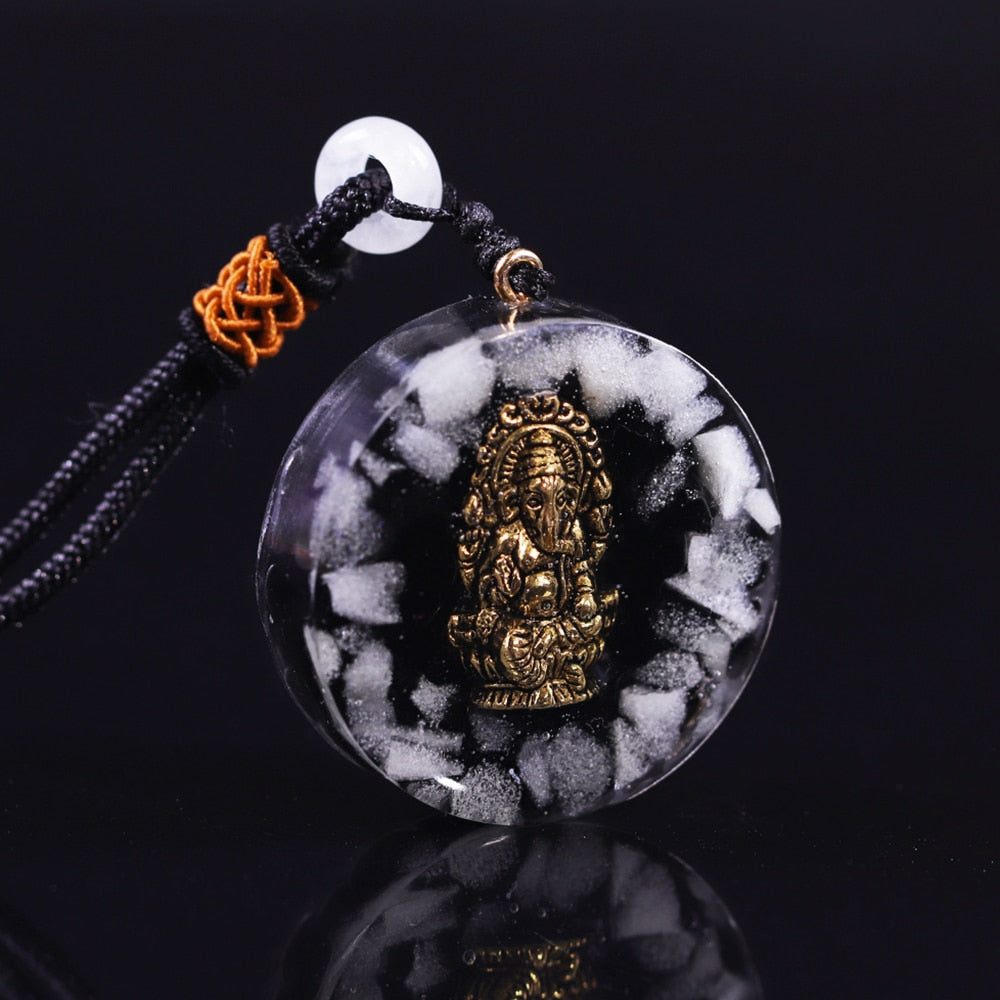 Luminous Ganesha Obsidian Necklace