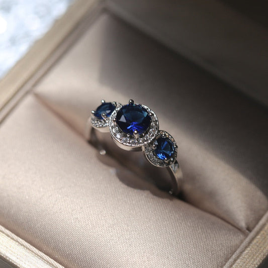 Shining Blue Zircon 925 Sterling Silver Ring