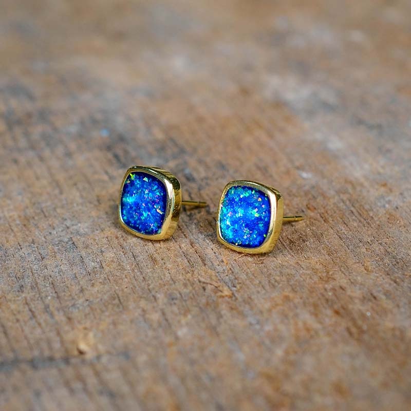 Spiritual Square Opal Earrings
