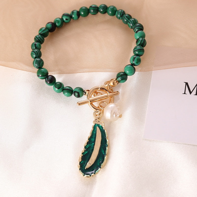 Spiritual Malachite Stone Pearl Bracelet