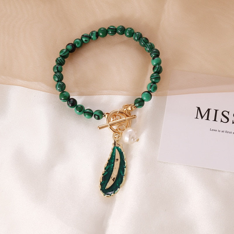 Spiritual Malachite Stone Pearl Bracelet