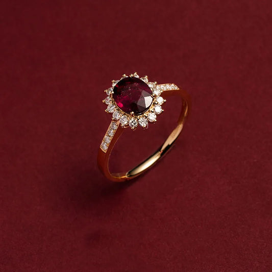 Vintage Rubin 18K vergoldeter Silberring