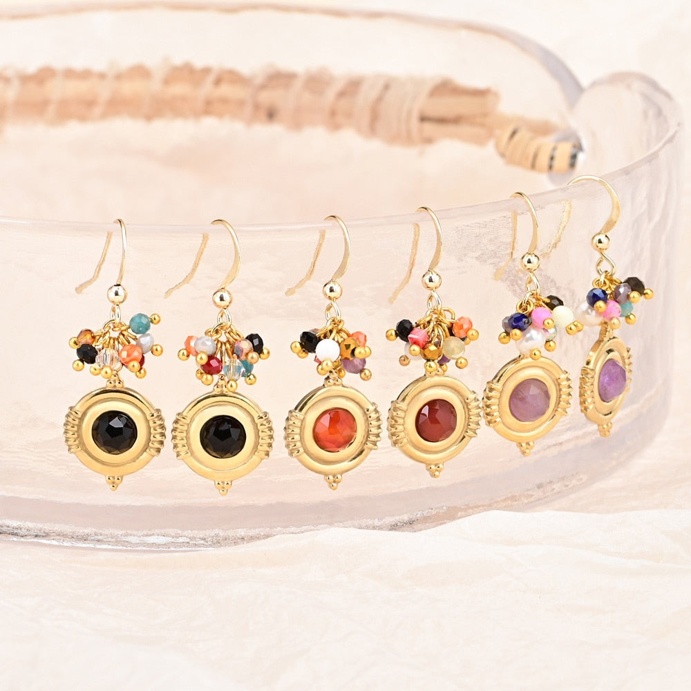 Boho Design Natural Stones Earrings