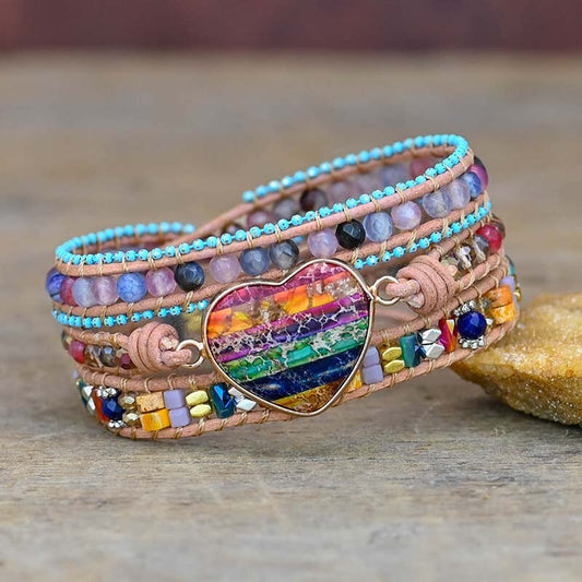 Spirituelles Regenbogen-Liebes-Wickelarmband