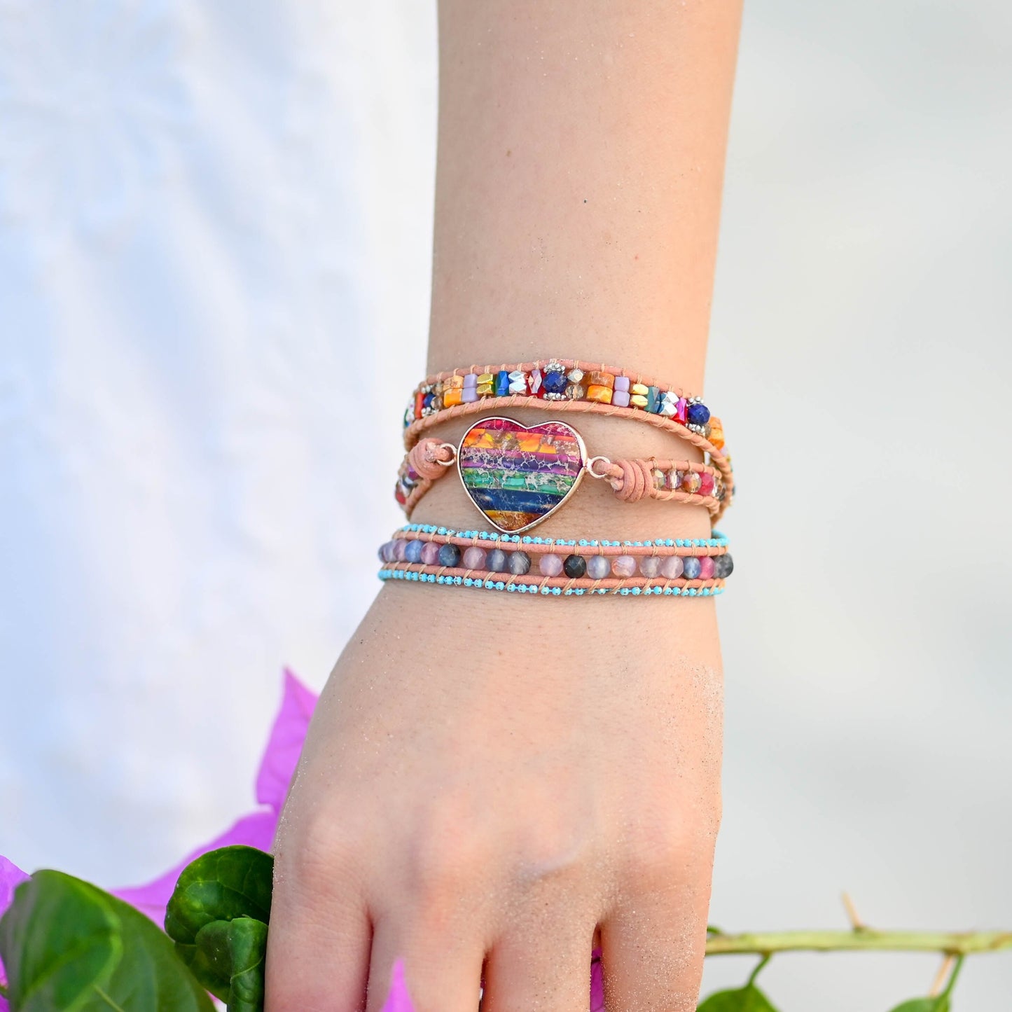 Spirituelles Regenbogen-Liebes-Wickelarmband