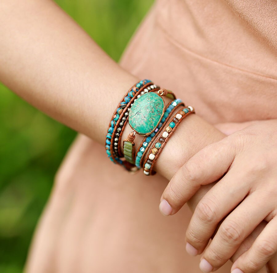 Spirit Türkis Jaspis Wickelarmband