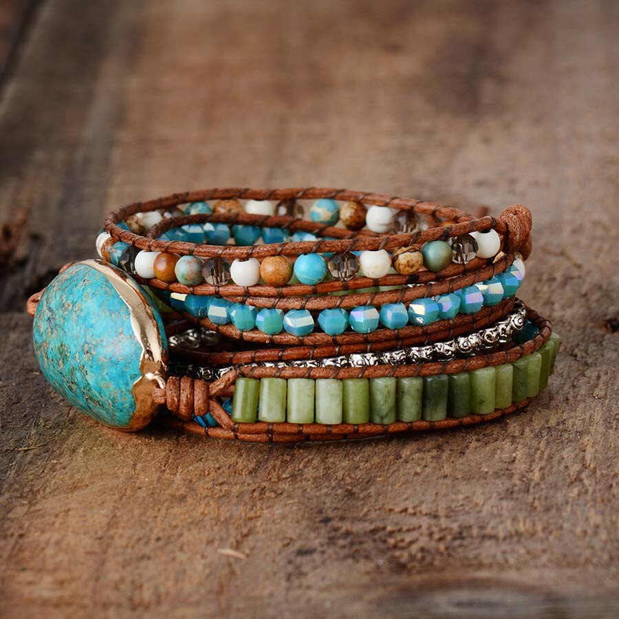 Spirit Türkis Jaspis Wickelarmband