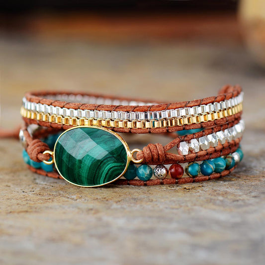 Nature Malachite Wrap Bracelet