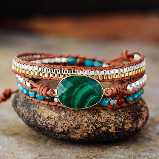 Nature Malachite Wrap Bracelet