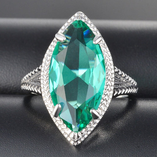 Romantic Emerald Sterling Silver Ring