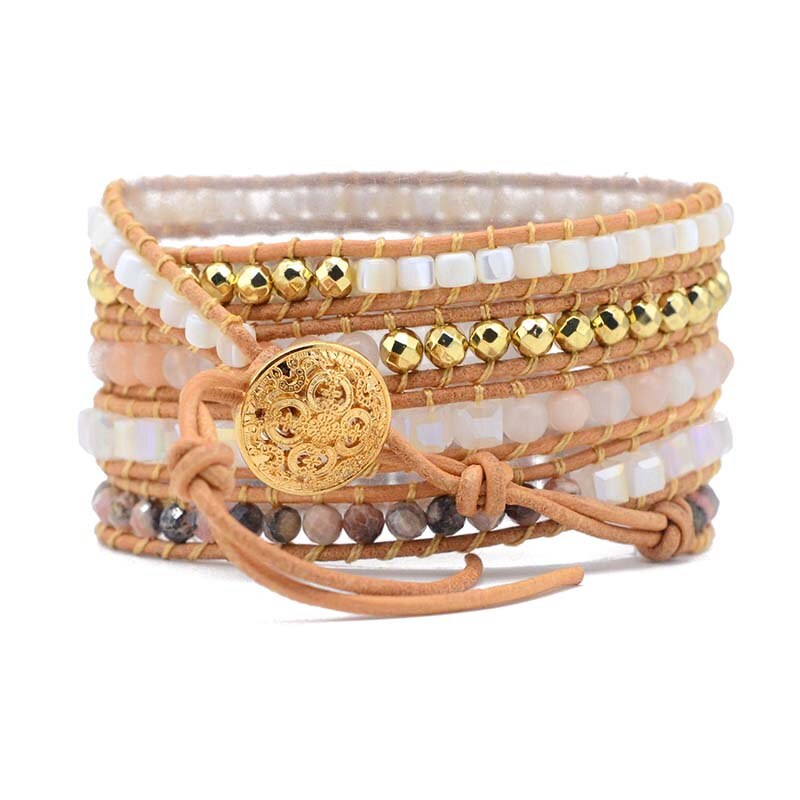 Spirituelles Wickelarmband aus Gipsstein 
