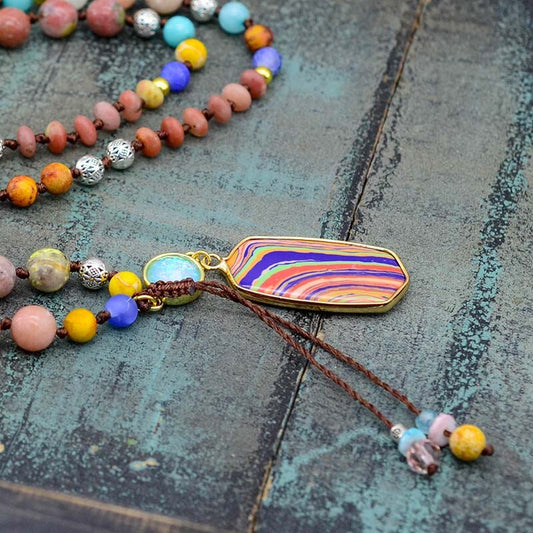 Natural Beads Knot Necklace