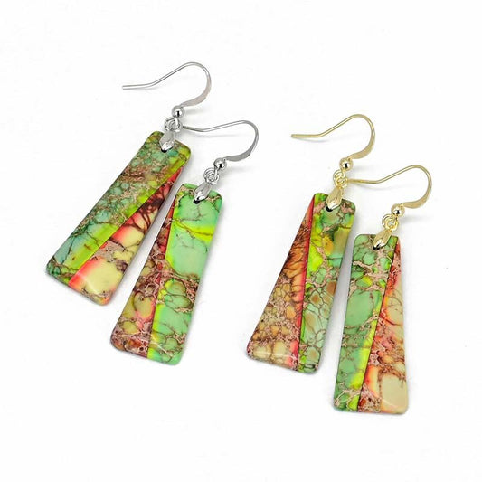 Green Jasper Trapezoidal Earrings