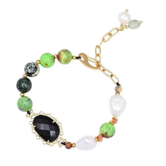 Armband aus schwarzem Onyx und grünem Jaspis