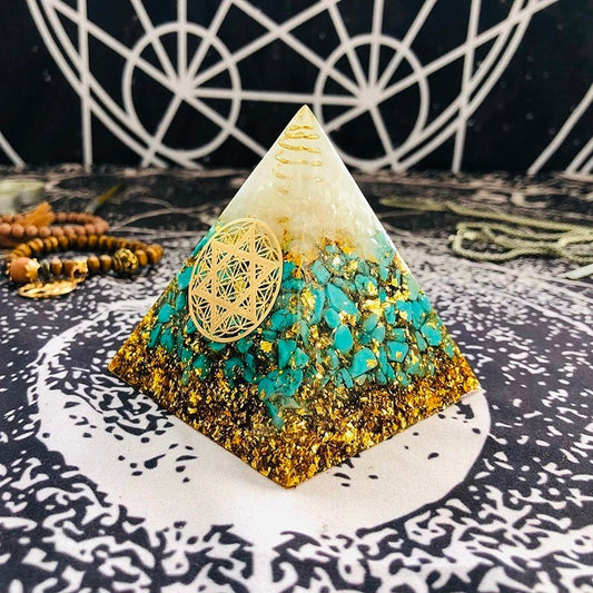 Turquoise Orgone Chakra Pyramid