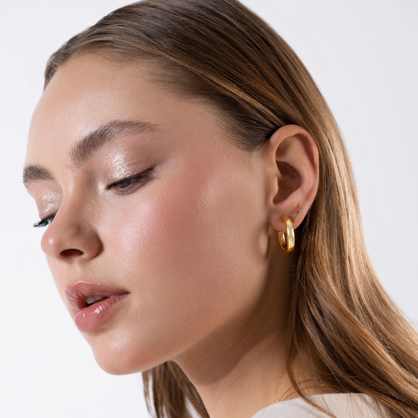 Ohrstecker mit Stab aus 24 Karat Gold Vermeil