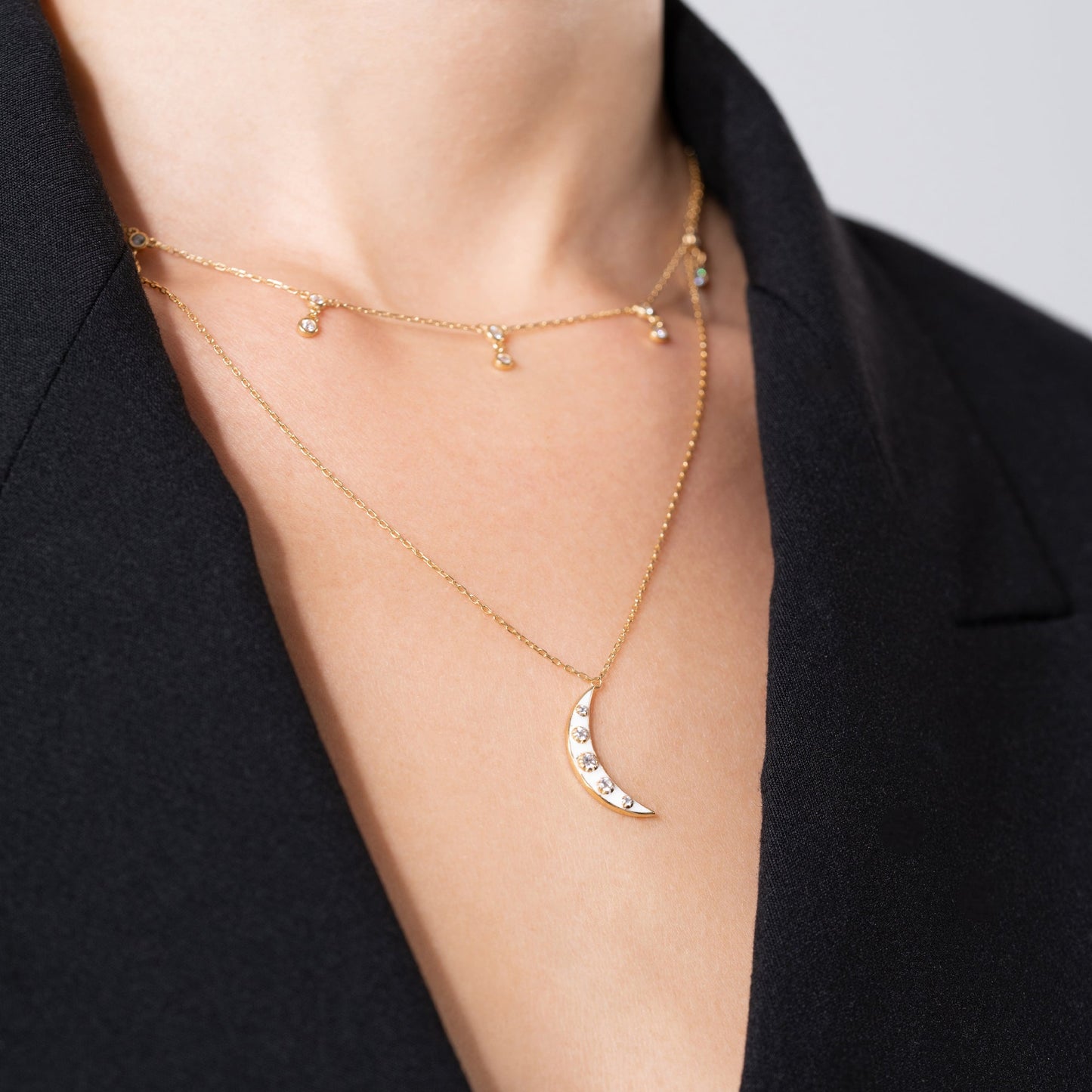 Halskette mit Halbmond aus Vermeil-Gold