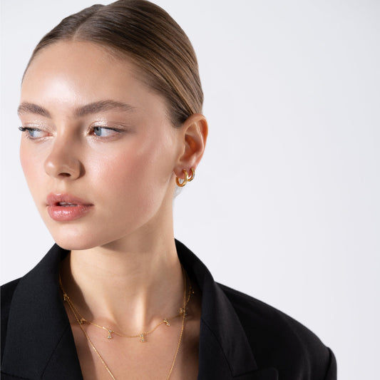 Hexagon 24K Gold Vermeil Hoop Earrings