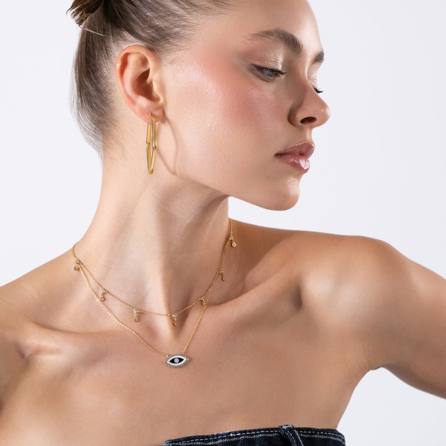Halskette mit Bösem Blick aus 24 Karat Gold Vermeil