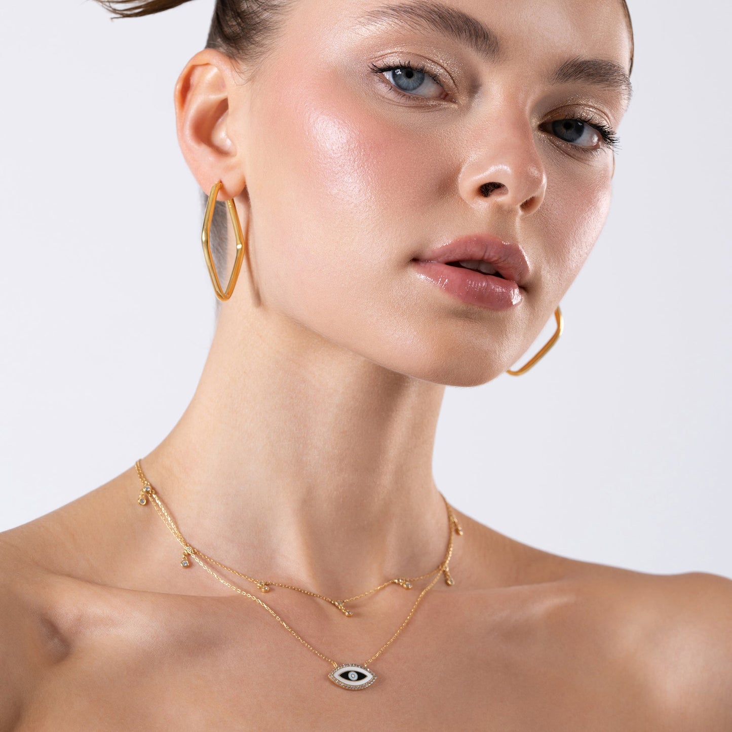 Halskette mit Bösem Blick aus 24 Karat Gold Vermeil