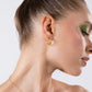 Pave Croissant Dome Gold Vermeil Earrings
