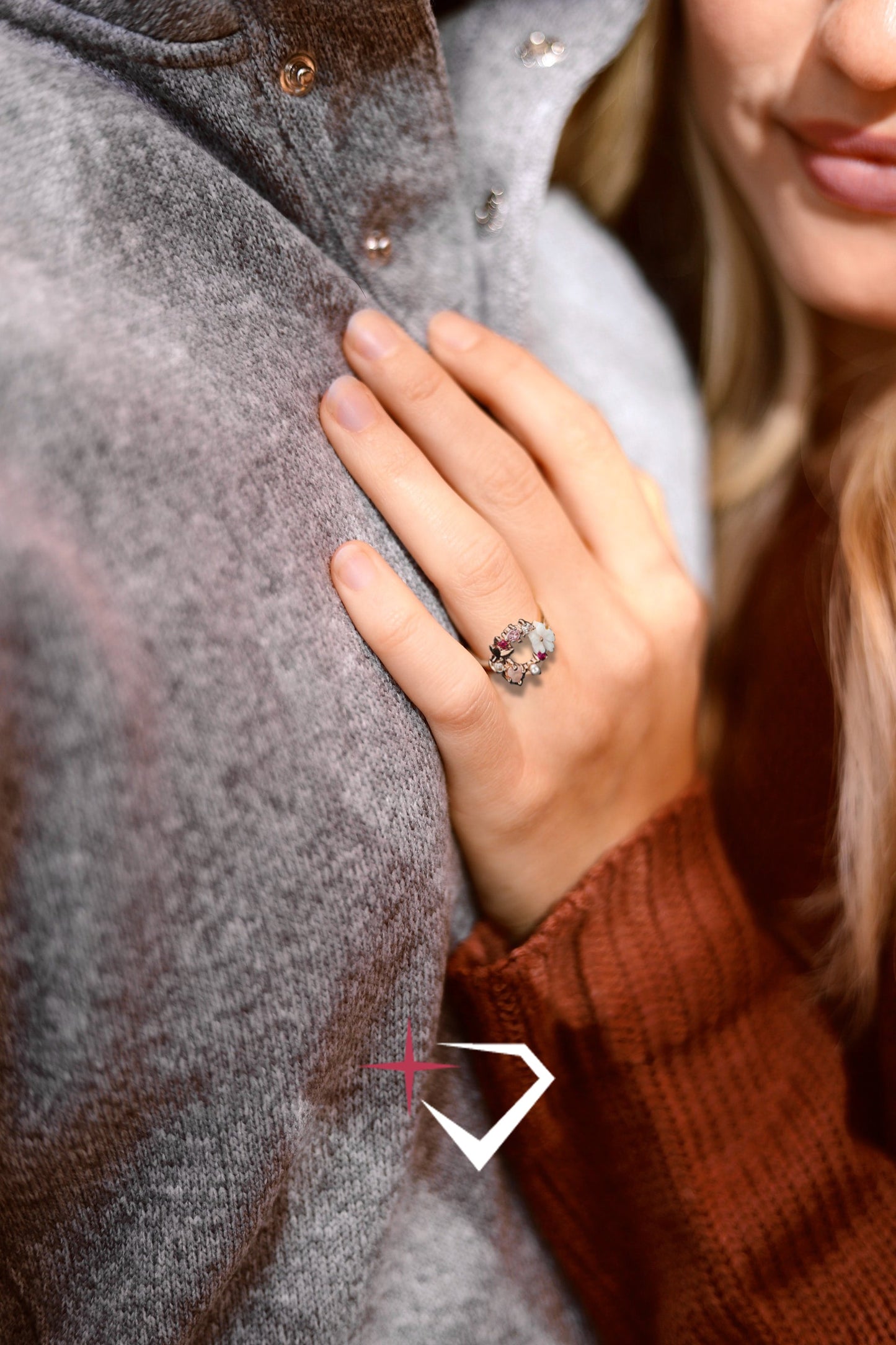 Happy Butterfly & Rose Ring