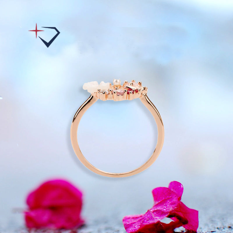 Happy Butterfly & Rose Ring