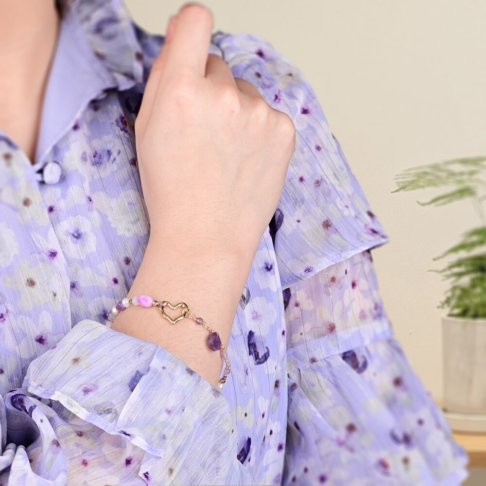 Stilvolles Herz-Amethyst-Armband 