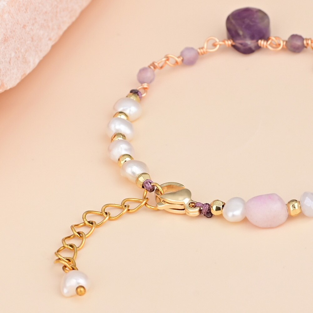 Stilvolles Herz-Amethyst-Armband 
